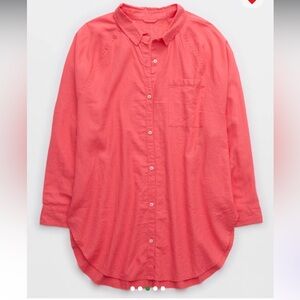 Aerie Linen Blend Cover Up Shirt
